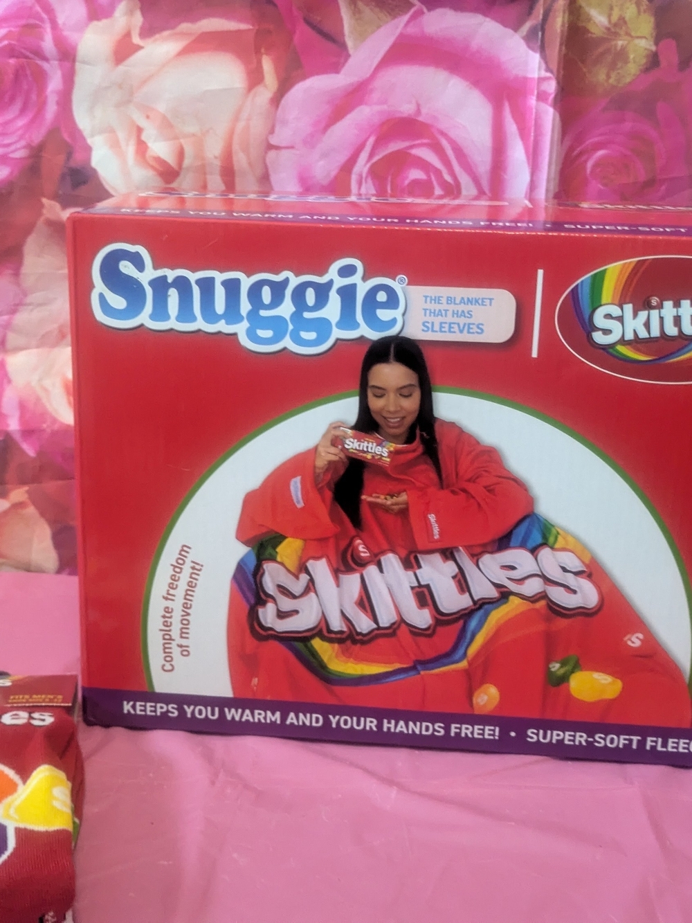 Snuggie x Skittles Red Logo Sleeve Blanket With Matching Crew Socks